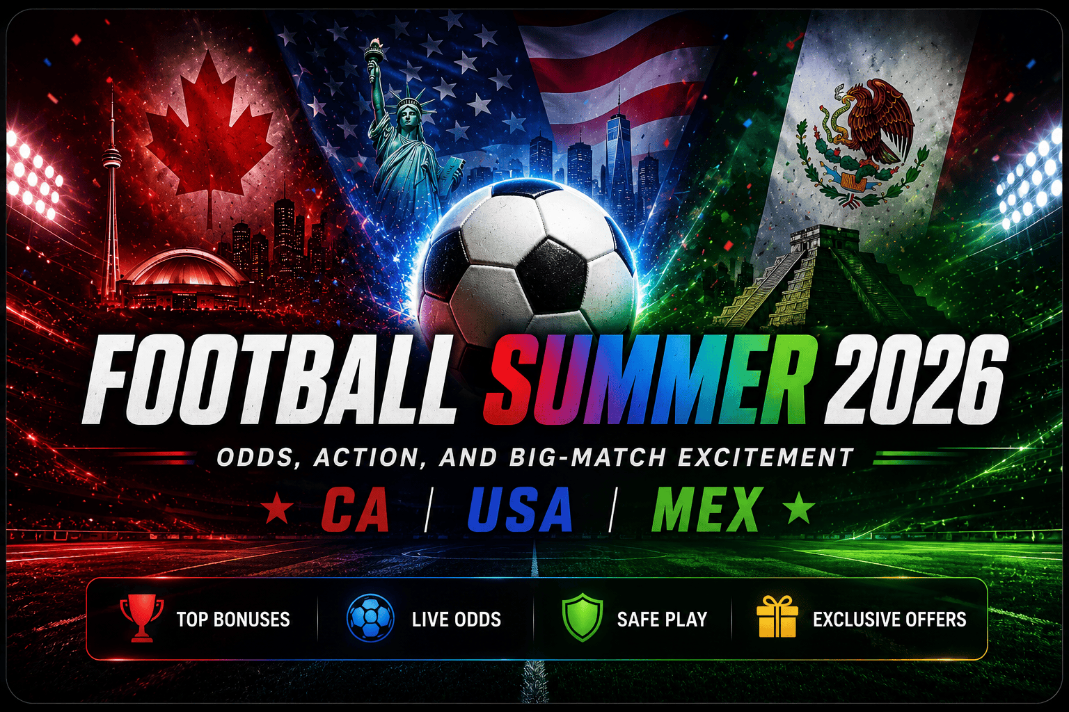 Football Summer 2026 - Top Bonuses, Live Odds, Safe Play | CA USA MEX